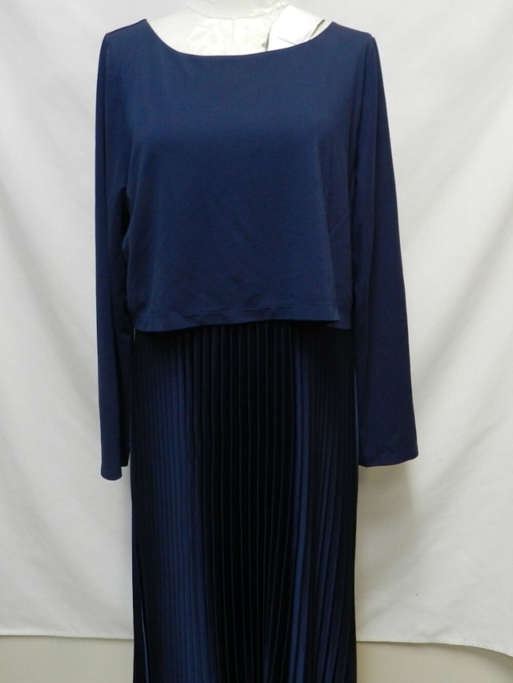 Soft Surroundings Satin Pleated skirt knit top Midi Dress blue Size X-Large XL